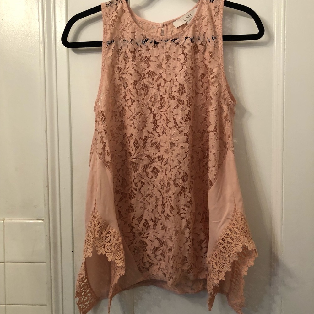 Loft Blush Pink Lace Tank Size Small